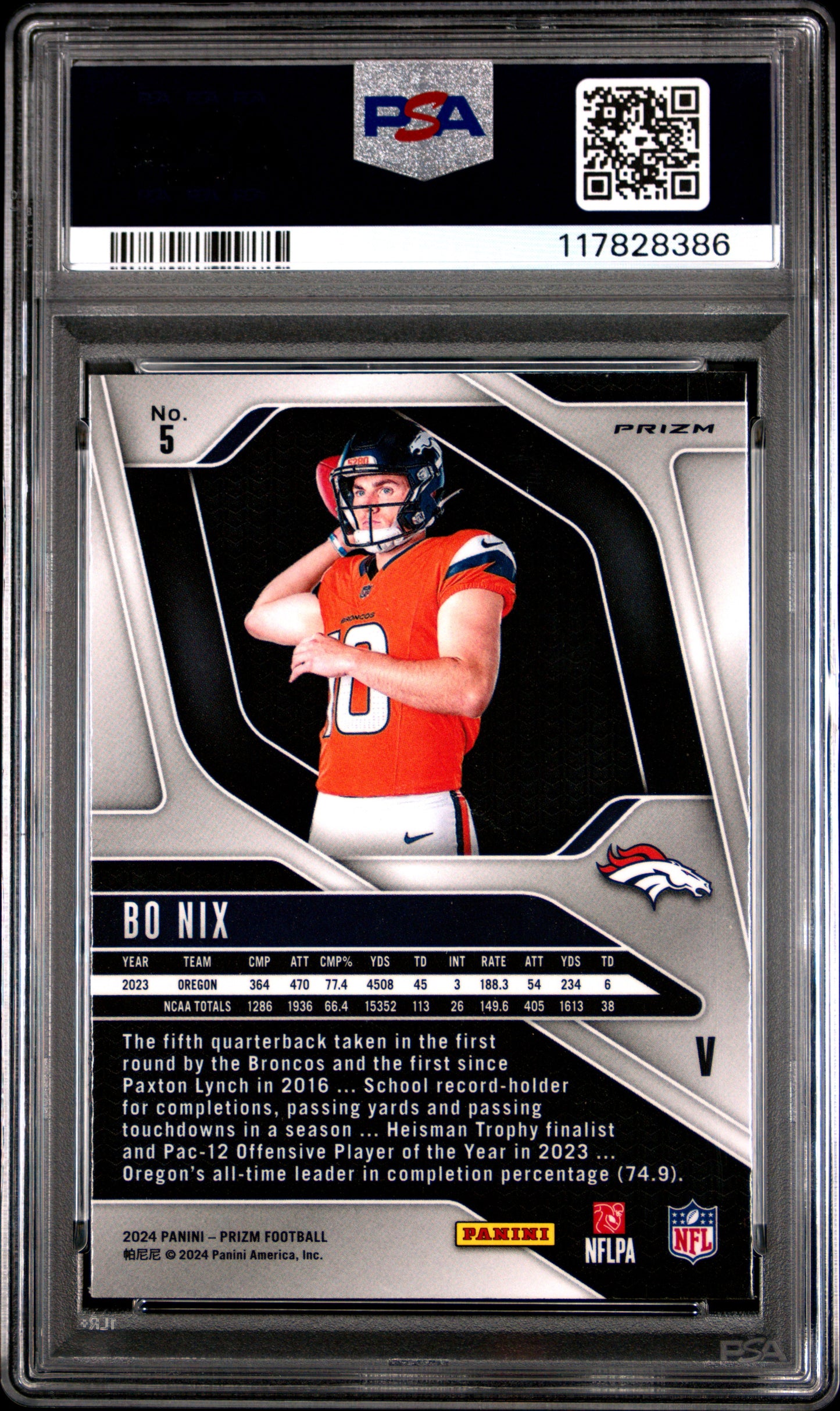 2024 Panini Prizm Rookie Variation #5 Bo Nix PSA 9