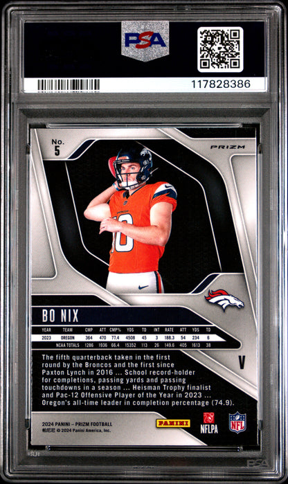 2024 Panini Prizm Rookie Variation #5 Bo Nix PSA 9