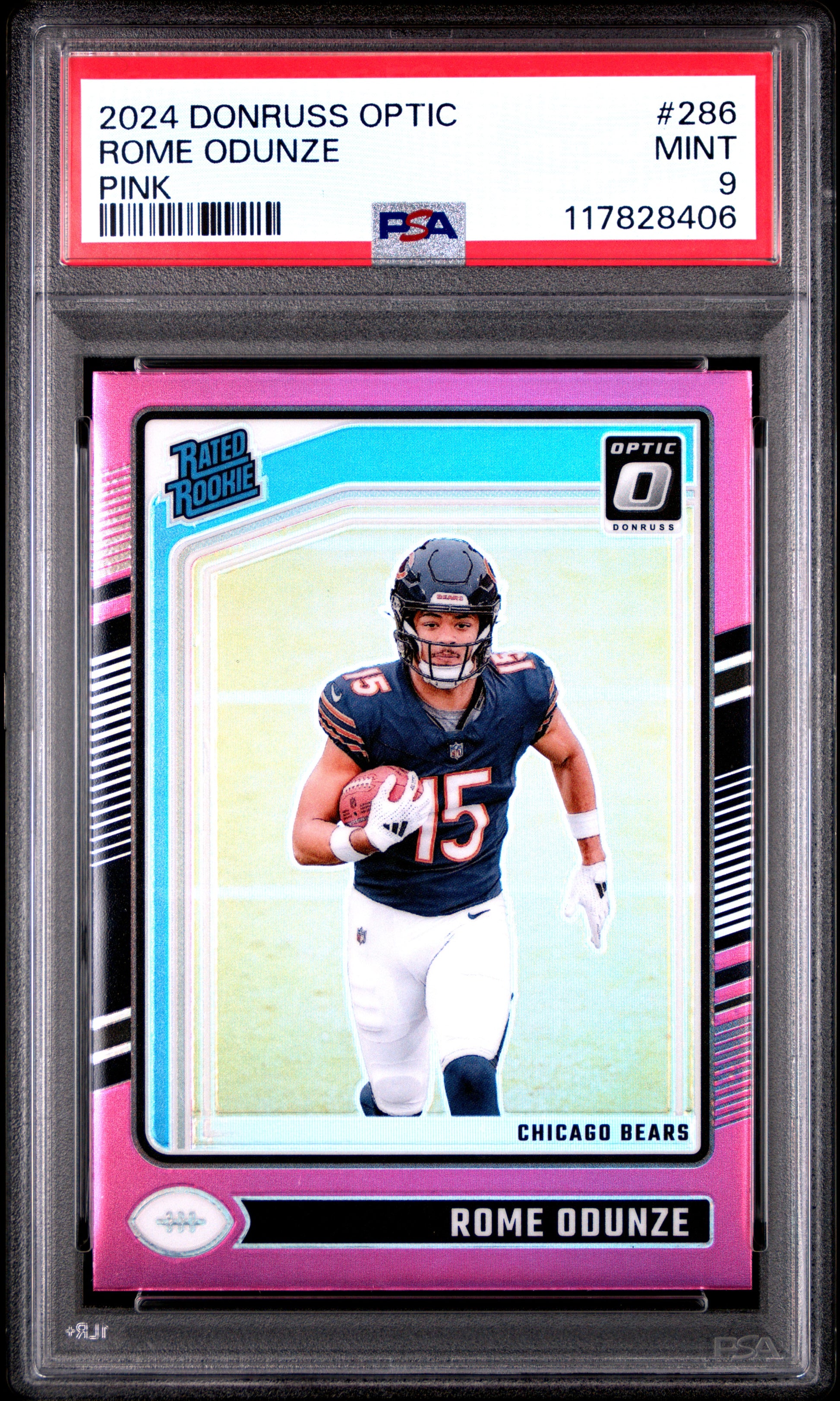2024 Panini Donruss Optic #286 Rome Odunze Pink PSA 9