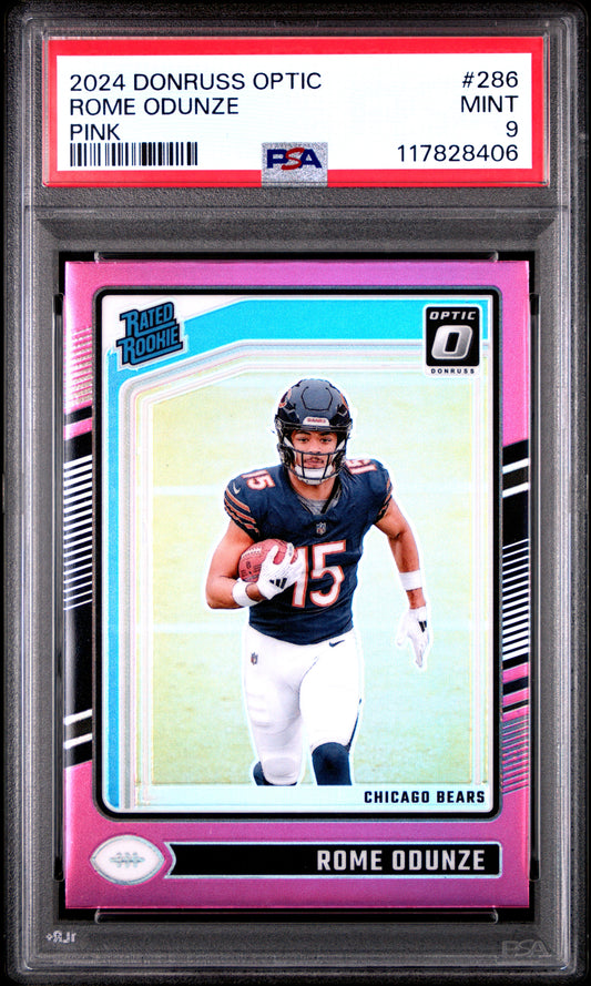 2024 Panini Donruss Optic #286 Rome Odunze Pink PSA 9
