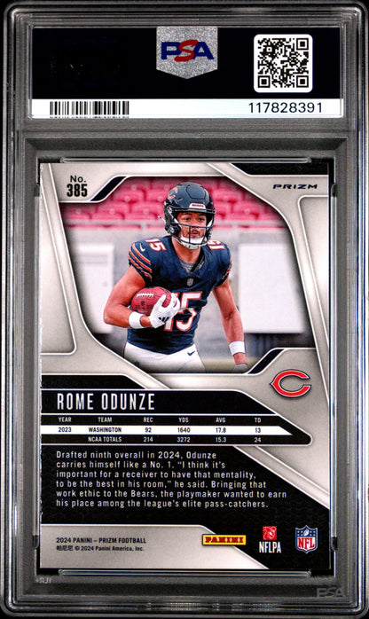 2024 Panini Prizm #385 Rome Odunze Red/White/Blue Prizm PSA 9