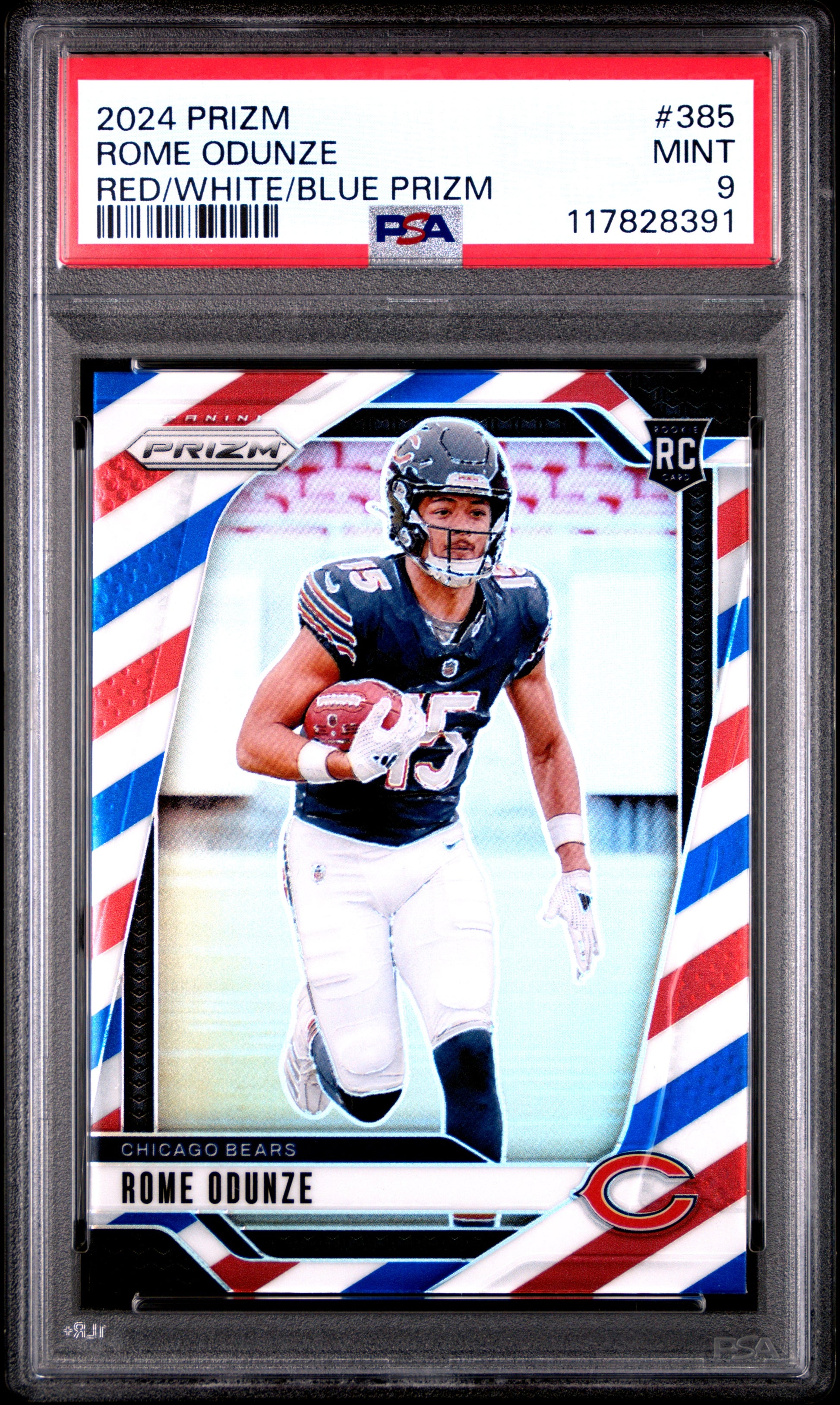 2024 Panini Prizm #385 Rome Odunze Red/White/Blue Prizm PSA 9