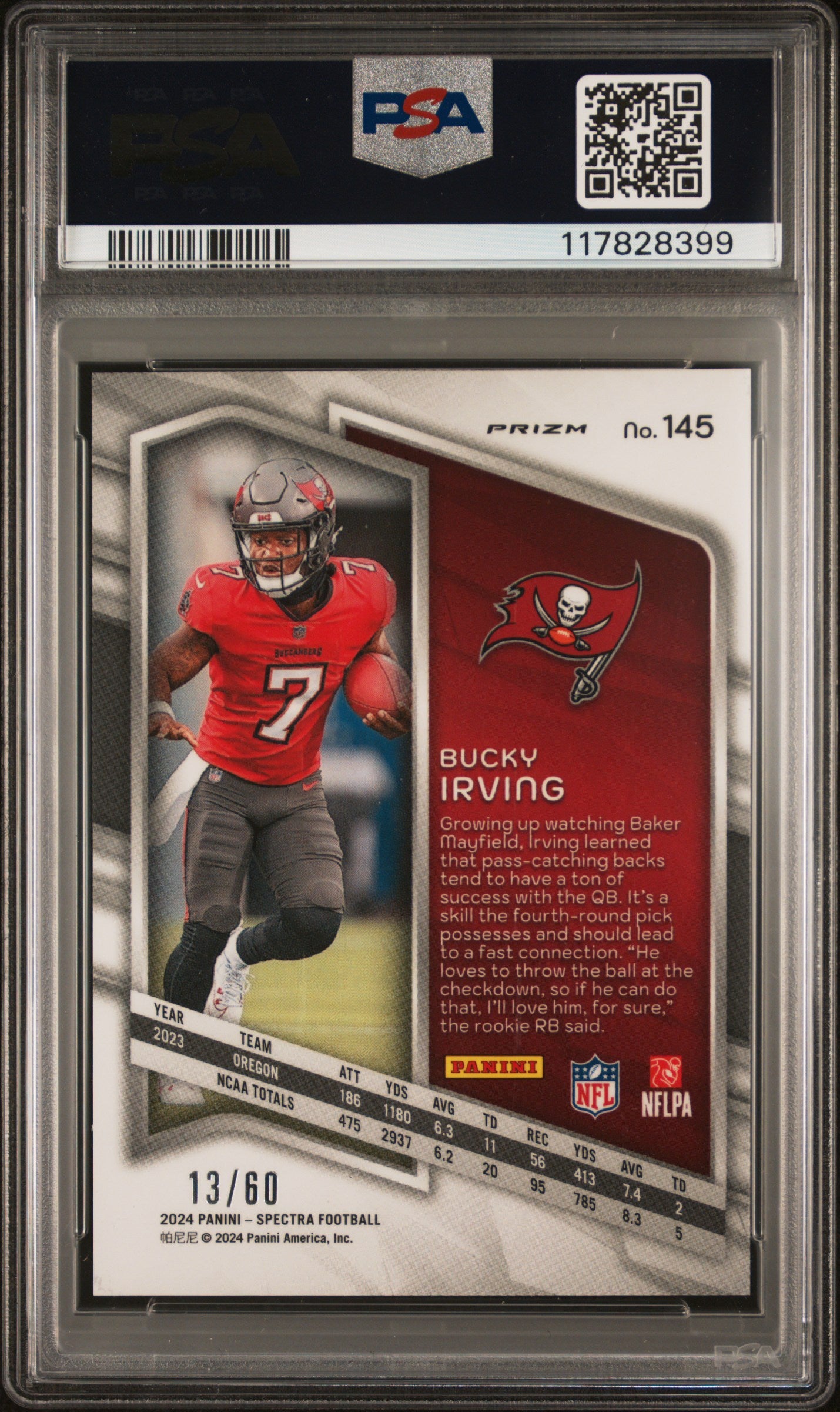 2024 Panini Spectra #145 Bucky Irving Interstellar PSA 8