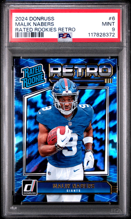 2024 Panini Donruss Rated Rookies Retro #6 Malik Nabers PSA 9