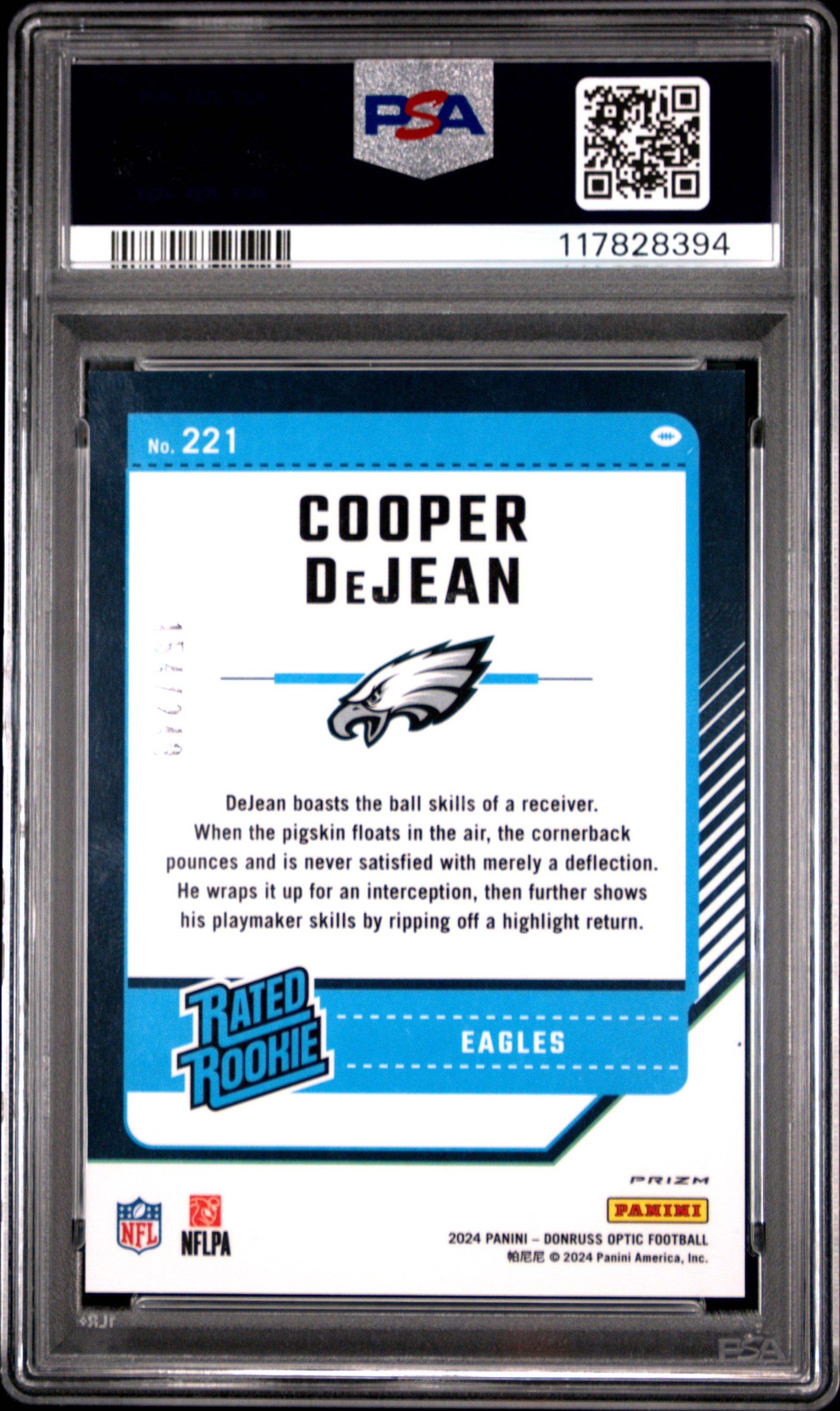 2024 Panini Donruss Optic #221 Cooper Dejean Orange PSA 9