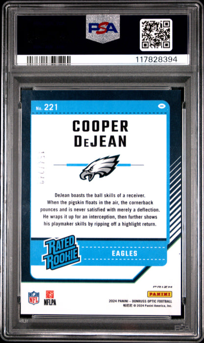 2024 Panini Donruss Optic #221 Cooper Dejean Orange PSA 9
