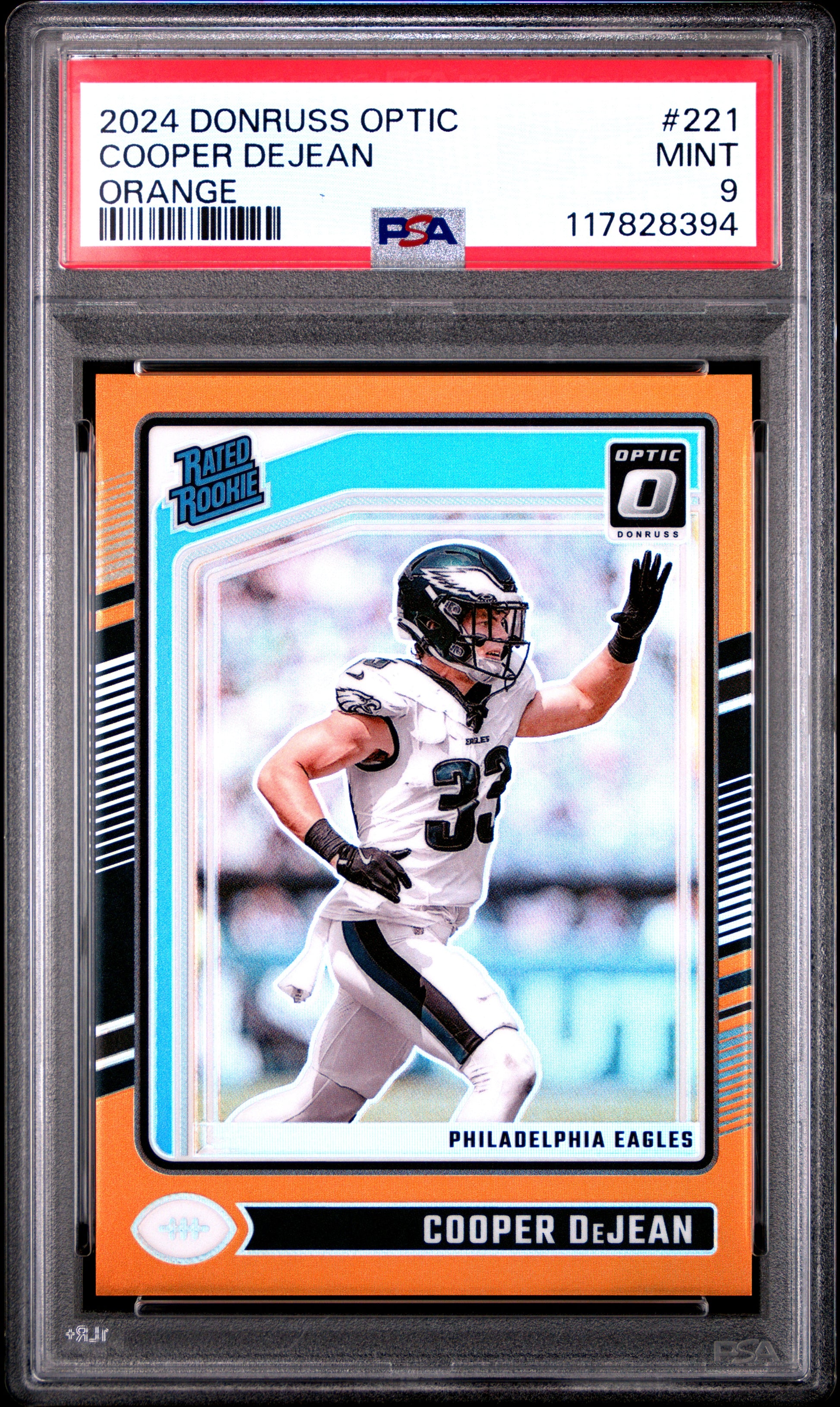 2024 Panini Donruss Optic #221 Cooper Dejean Orange PSA 9