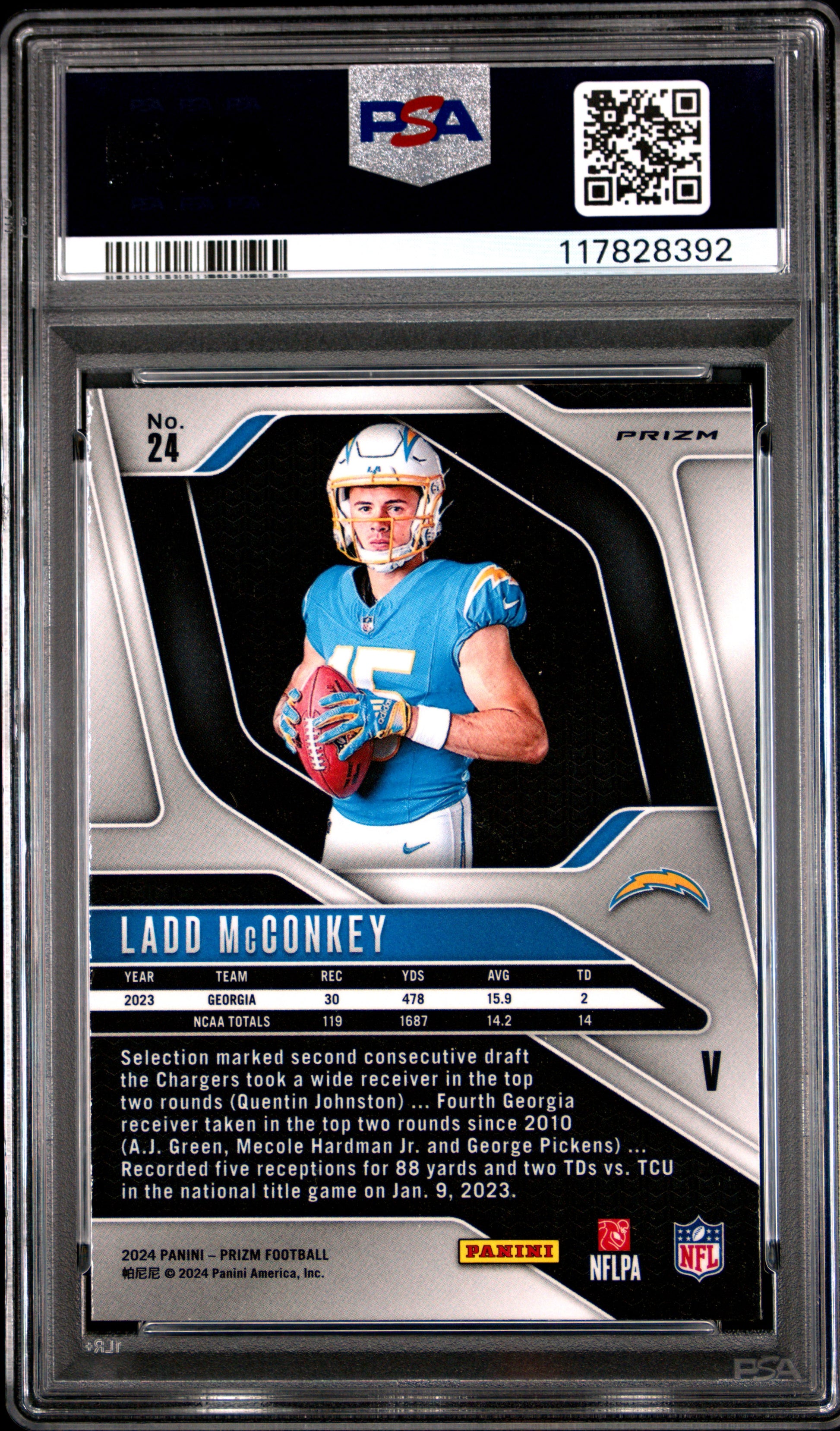 2024 Panini Prizm Rookie Variation #24 Ladd Mcconkey PSA 9