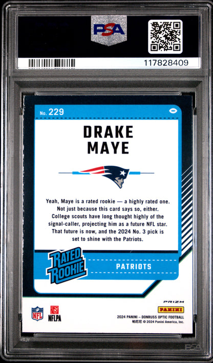 2024 Panini Donruss Optic #229 Drake Maye Blue Hyper PSA 9