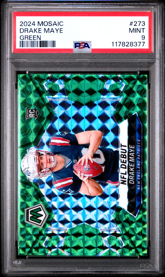 2024 Panini Mosaic #273 Drake Maye Green PSA 9
