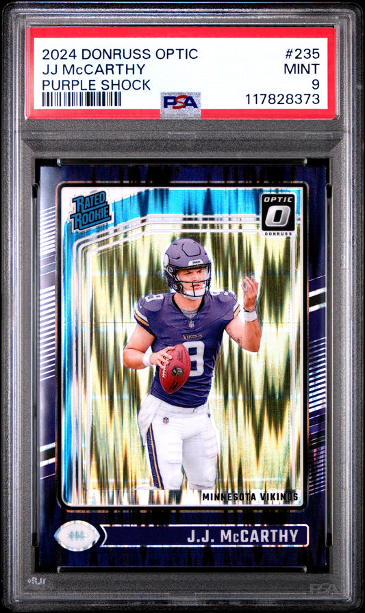 2024 Panini Donruss Optic #235 Jj Mccarthy Purple Shock PSA 9