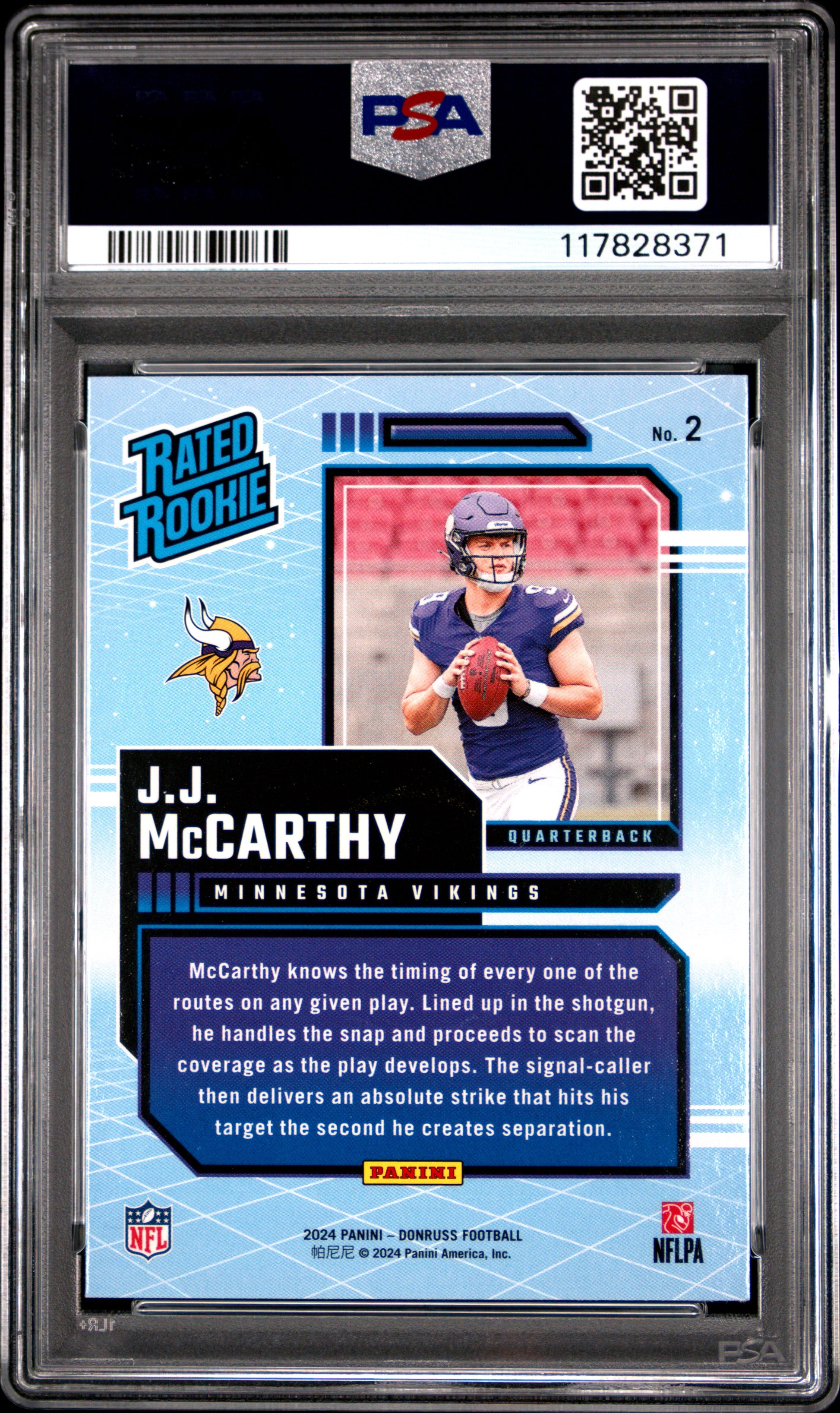 2024 Panini Donruss Rated Rookies Retro #2 Jj Mccarthy PSA 9