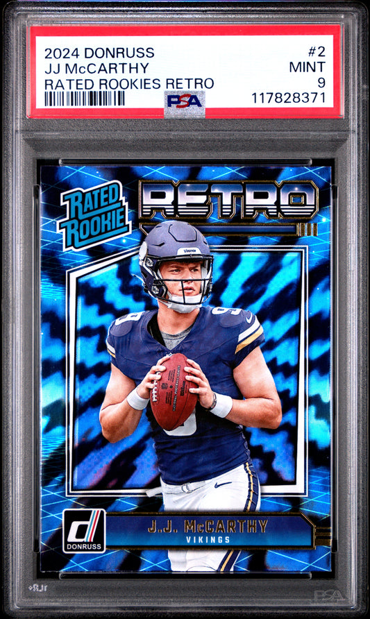 2024 Panini Donruss Rated Rookies Retro #2 Jj Mccarthy PSA 9