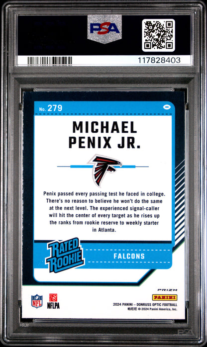 2024 Panini Donruss Optic #279 Michael Penix Jr. Blue Hyper PSA 9