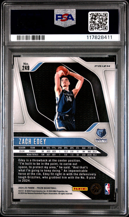 2024 Panini Prizm #249 Zach Edey Silver Prizm PSA 9