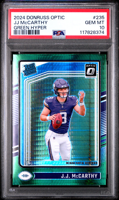 2024 Panini Donruss Optic #235 Jj Mccarthy Green Hyper PSA 10