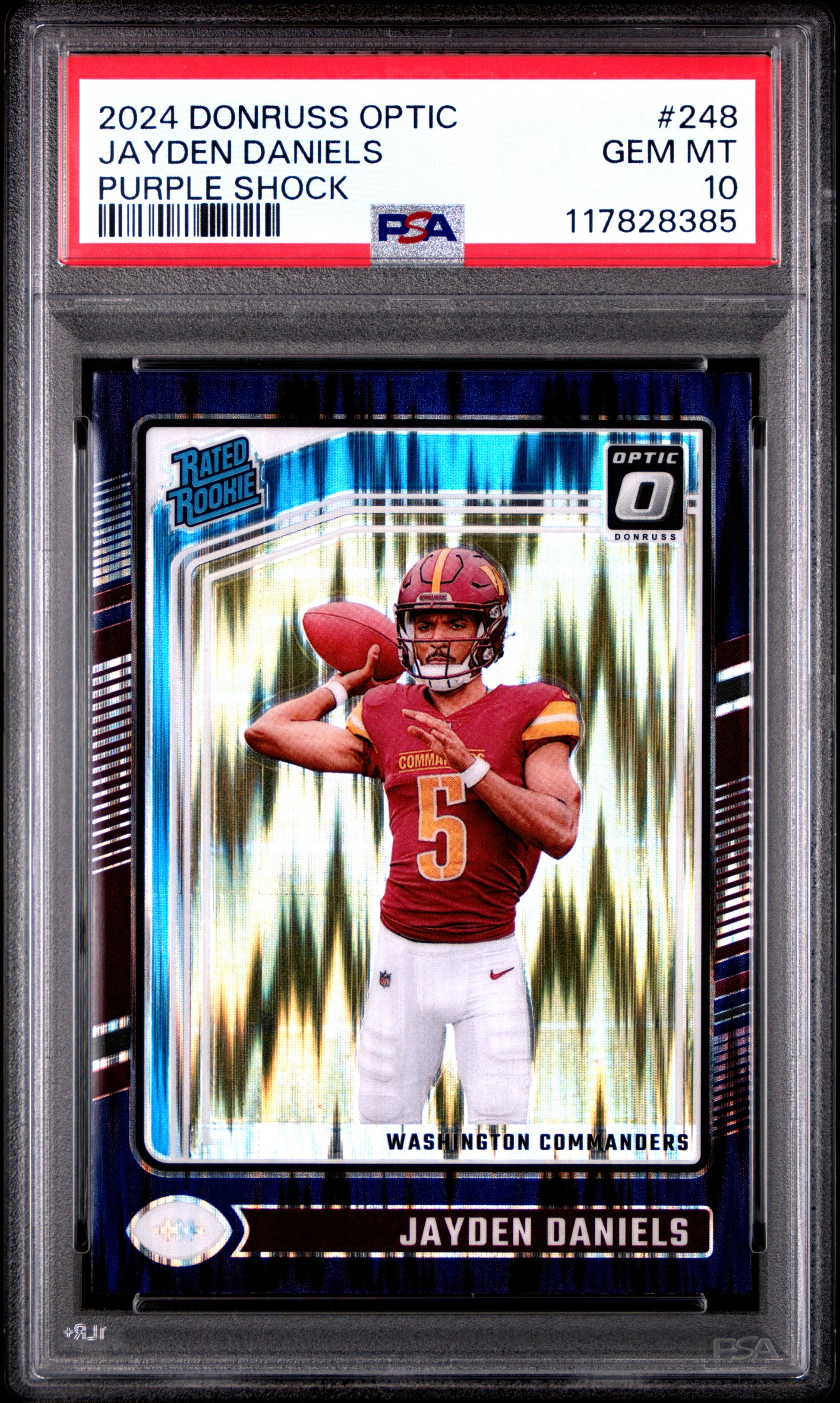 2024 Panini Donruss Optic #248 Jayden Daniels Purple Shock PSA 10