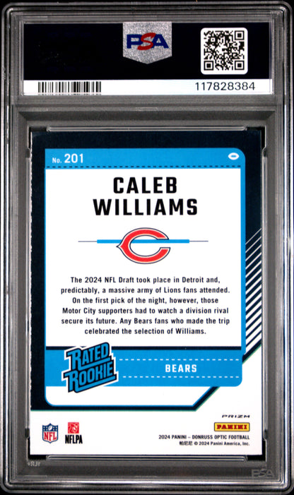 2024 Panini Donruss Optic #201 Caleb Williams Blue Hyper PSA 10