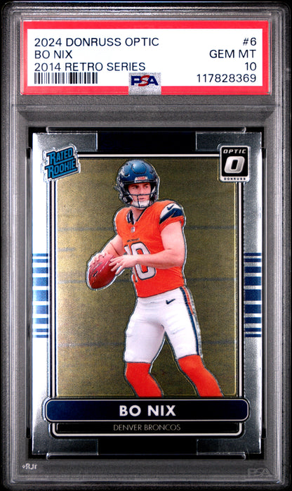 2024 Panini Donruss Optic 2014 Retro Series #6 Bo Nix PSA 10