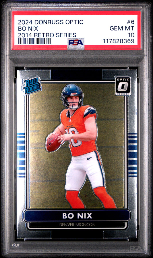 2024 Panini Donruss Optic 2014 Retro Series #6 Bo Nix PSA 10