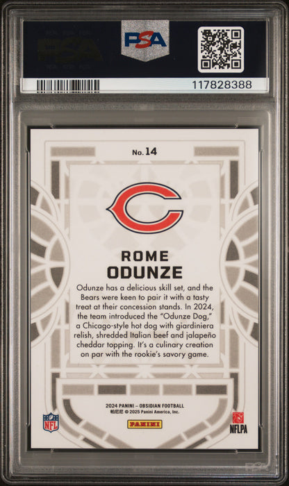 2024 Panini Obsidian Black Stained Glass #14 Rome Odunze PSA 9