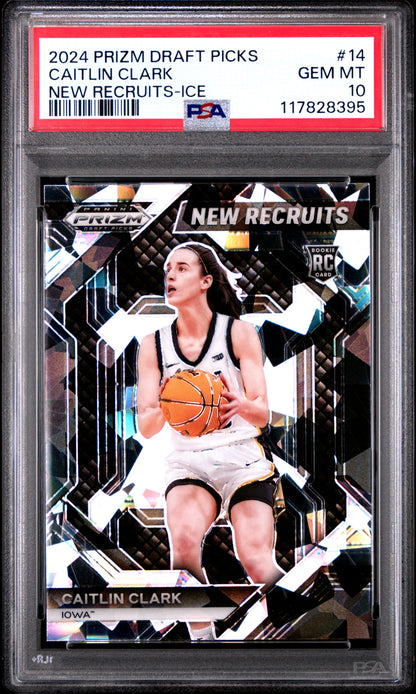 2024 Panini Prizm Draft Picks New Recruits #14 Caitlin Clark-Ice PSA 10