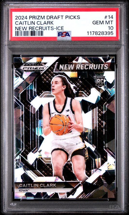 2024 Panini Prizm Draft Picks New Recruits #14 Caitlin Clark-Ice PSA 10