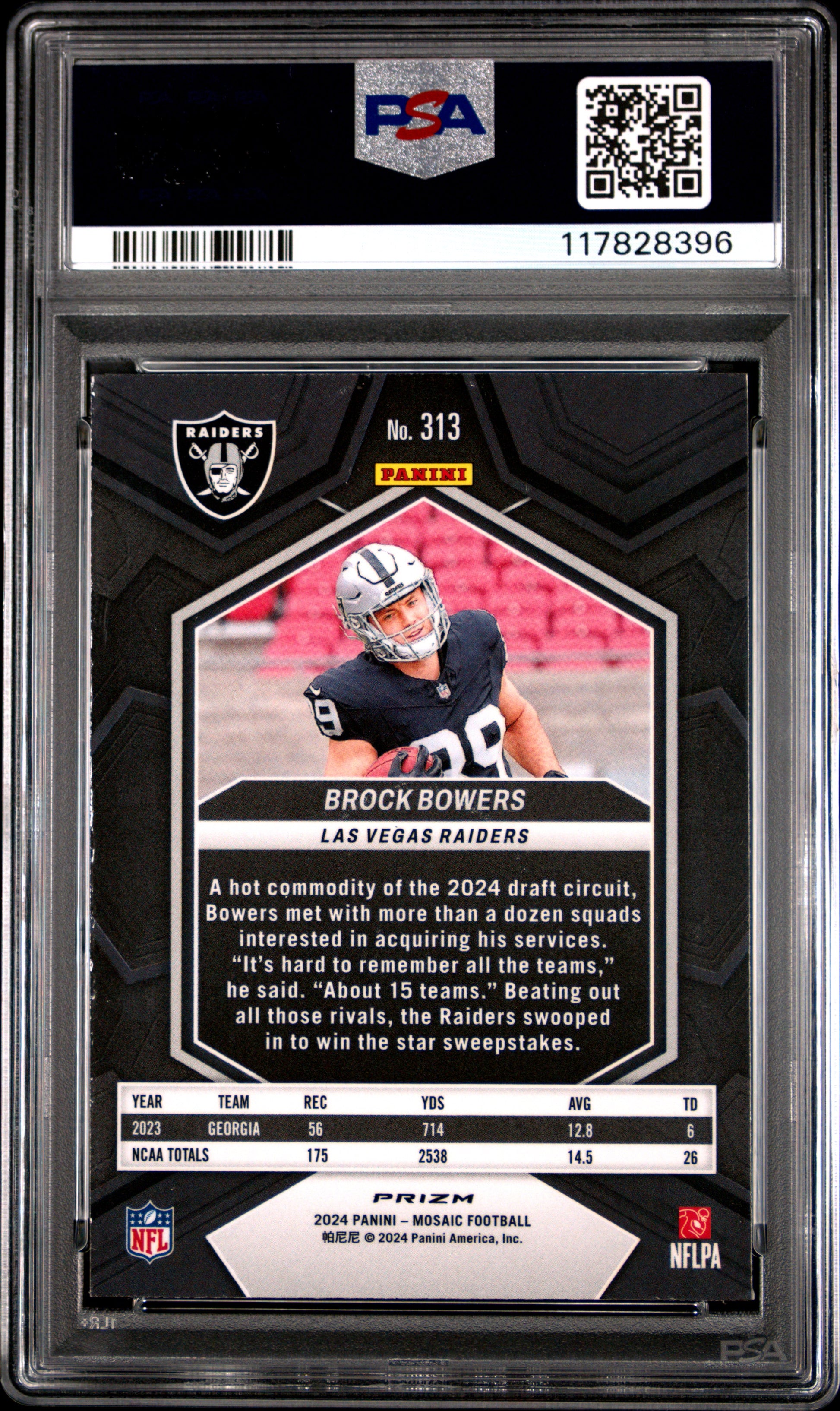 2024 Panini Mosaic #313 Brock Bowers Camo Pink PSA 10
