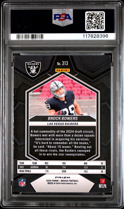2024 Panini Mosaic #313 Brock Bowers Camo Pink PSA 10