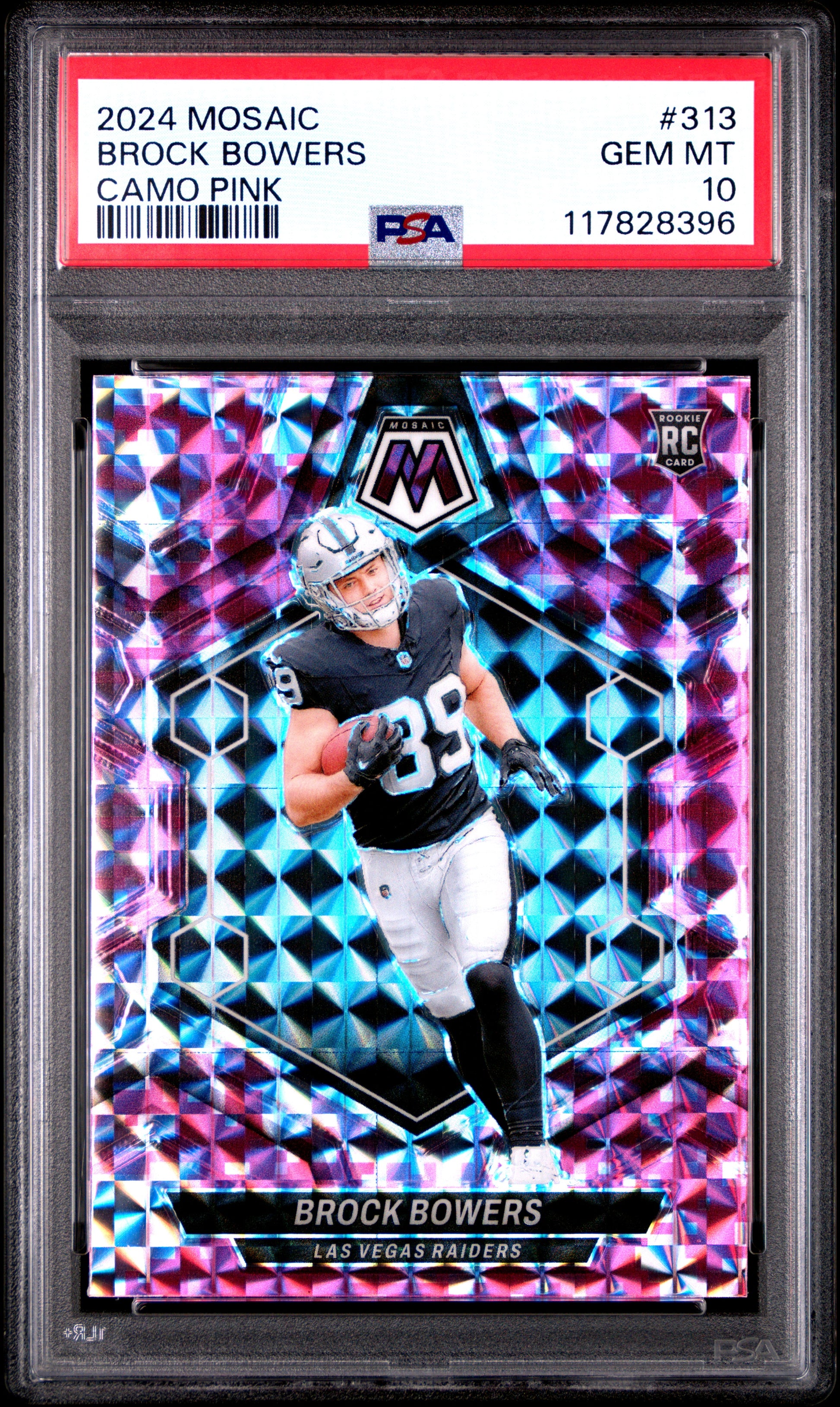 2024 Panini Mosaic #313 Brock Bowers Camo Pink PSA 10