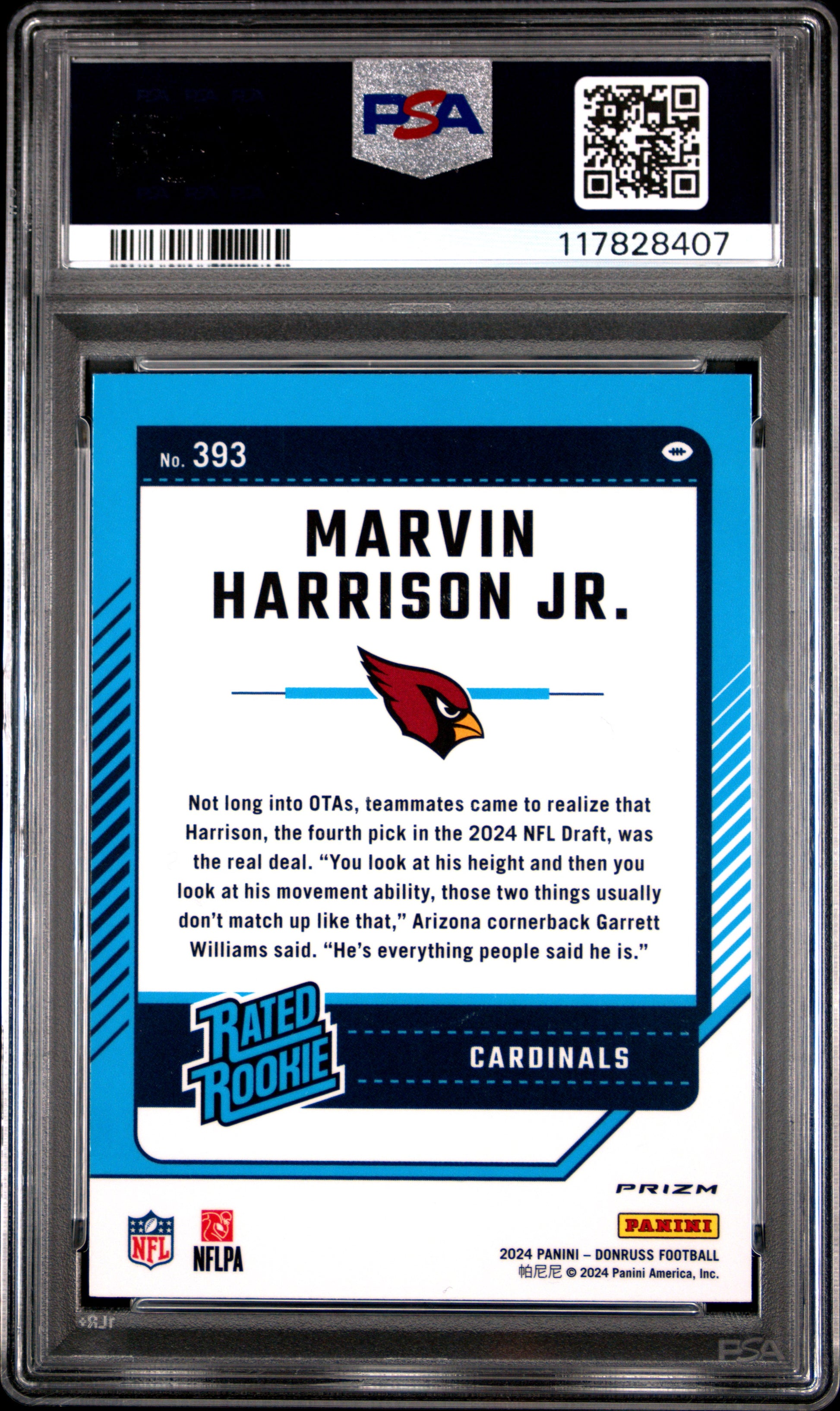 2024 Panini Donruss #393 Marvin Harrison Jr. Optic Preview-Pink PSA 10