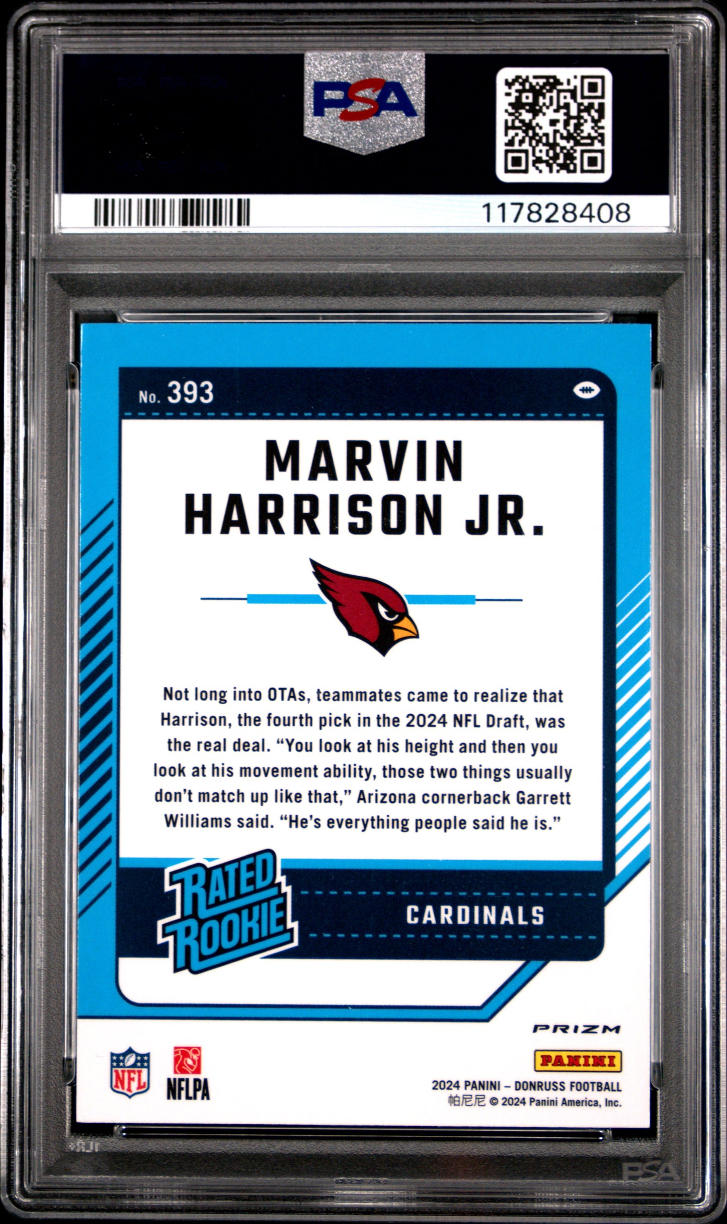 2024 Panini Donruss #393 Marvin Harrison Jr. Optic Preview-Pink PSA 10