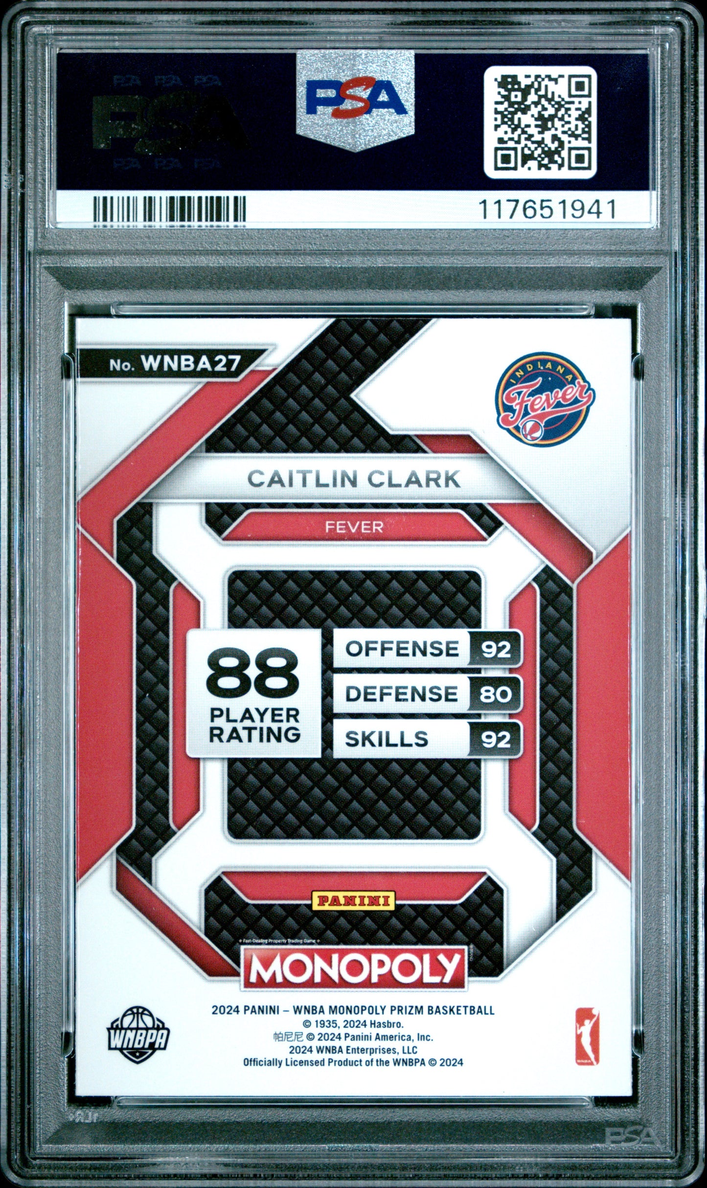 2024 Panini Prizm Monopoly Wnba Insert #27 Caitlin Clark Insert PSA 8