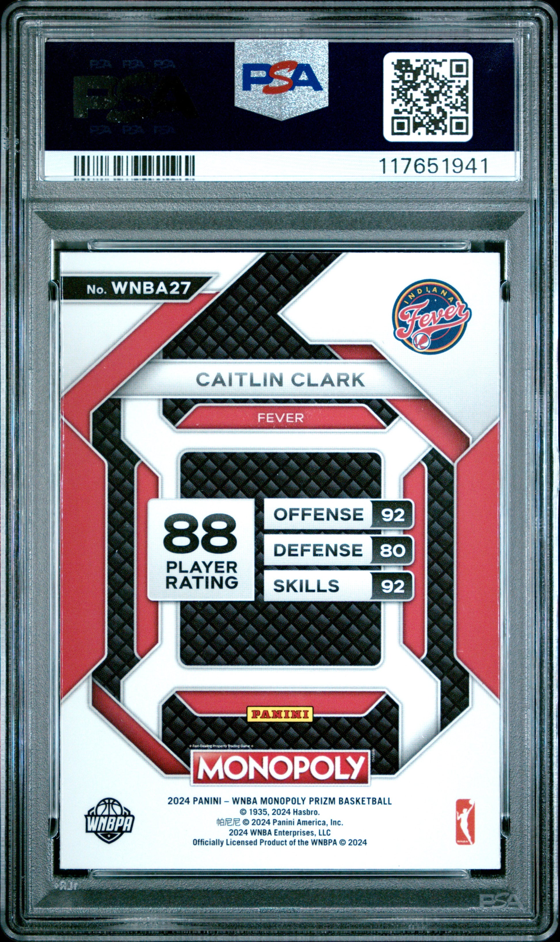 2024 Panini Prizm Monopoly Wnba Insert #27 Caitlin Clark Insert PSA 8