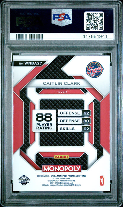 2024 Panini Prizm Monopoly Wnba Insert #27 Caitlin Clark Insert PSA 8