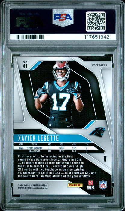 2024 Panini Prizm Rookie Variation #41 Xavier Legette PSA 8