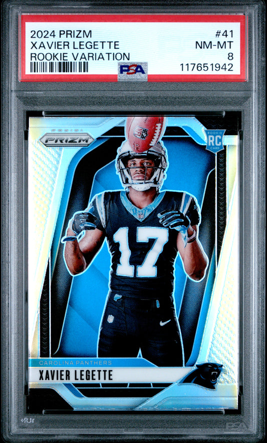 2024 Panini Prizm Rookie Variation #41 Xavier Legette PSA 8