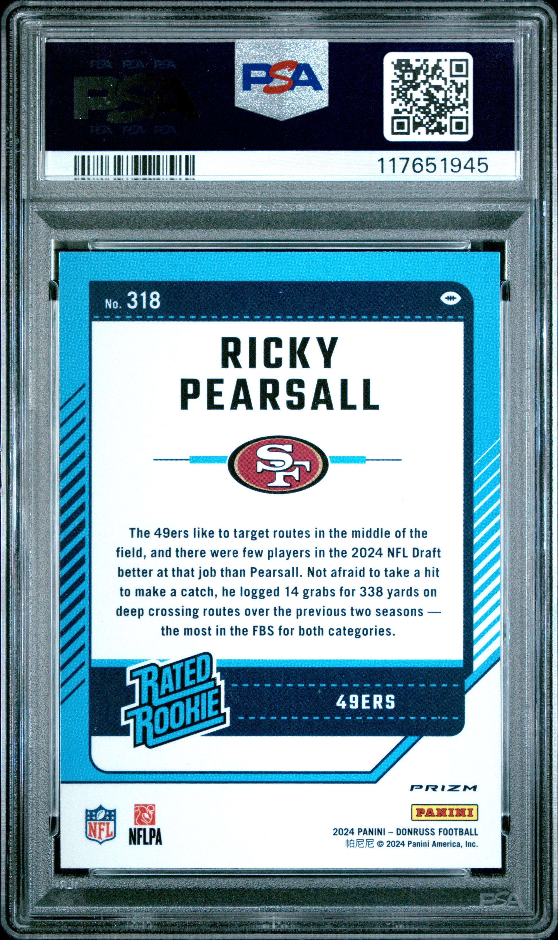 2024 Panini Donruss #318 Ricky Pearsall Optic Preview-Red Wave PSA 10
