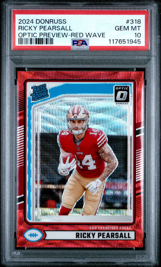 2024 Panini Donruss #318 Ricky Pearsall Optic Preview-Red Wave PSA 10