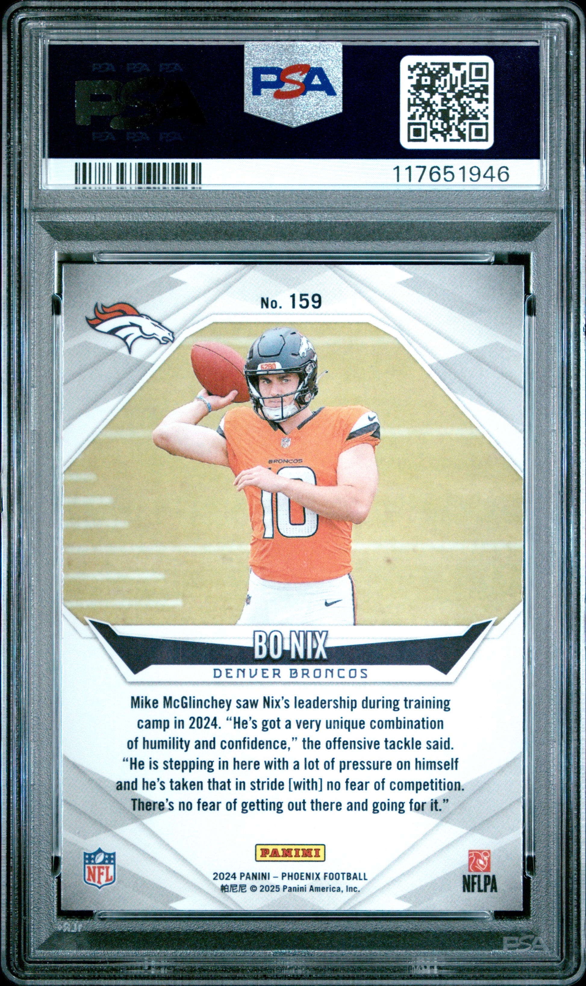2024 Panini Phoenix #159 Bo Nix Lazer PSA 10