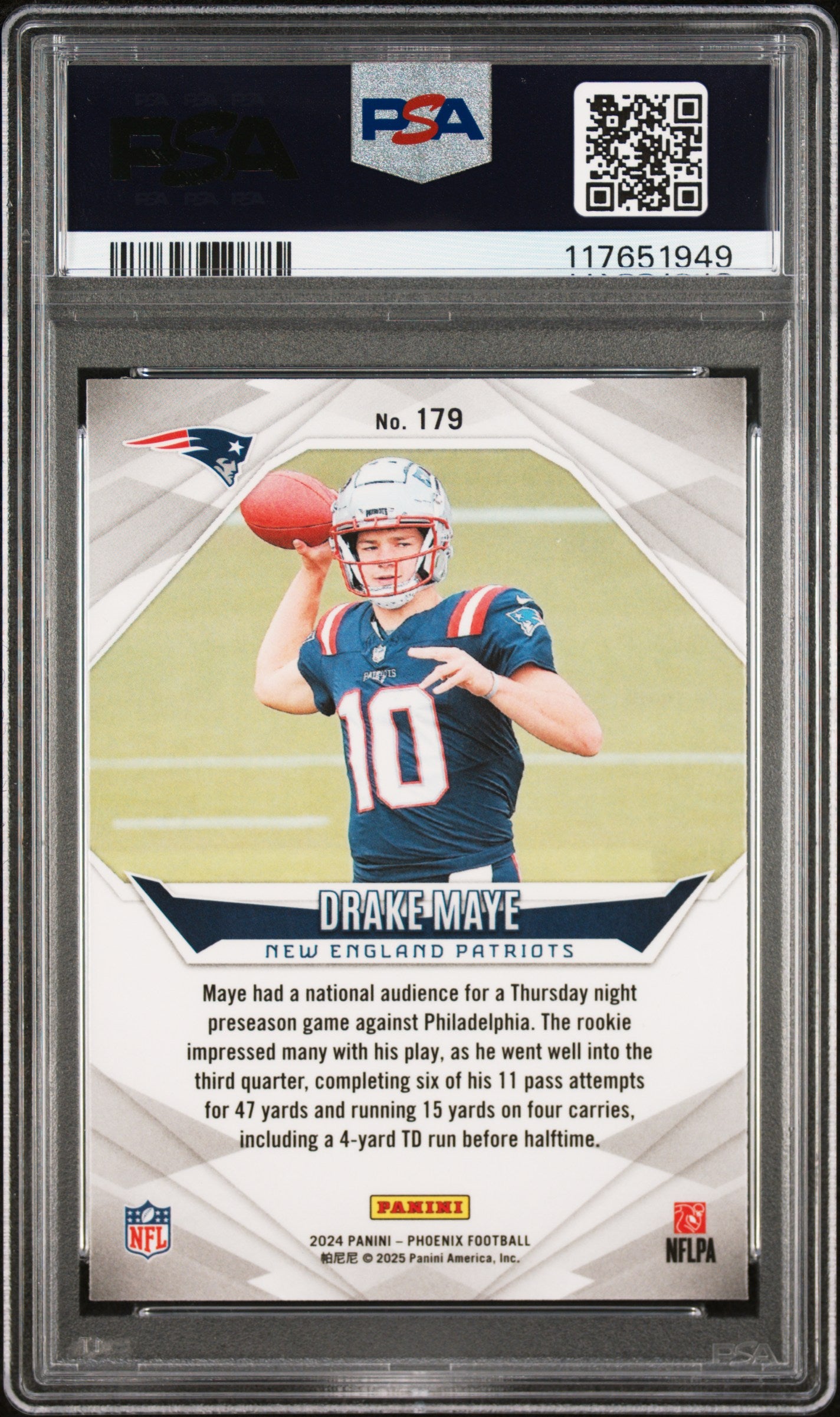 2024 Panini Phoenix #179 Drake Maye Lazer PSA 9