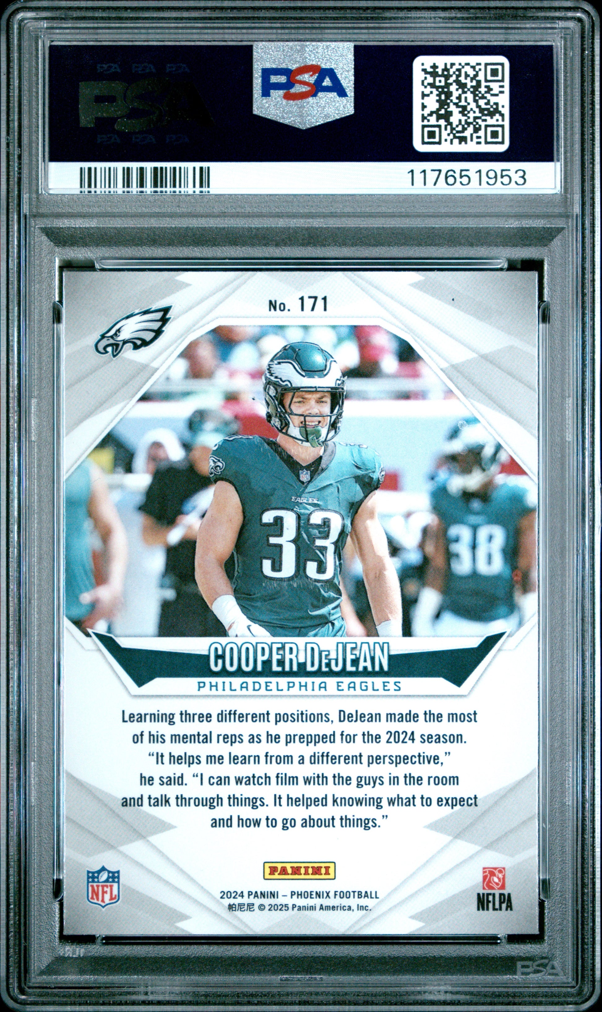 2024 Panini Phoenix #171 Cooper Dejean Lazer PSA 10