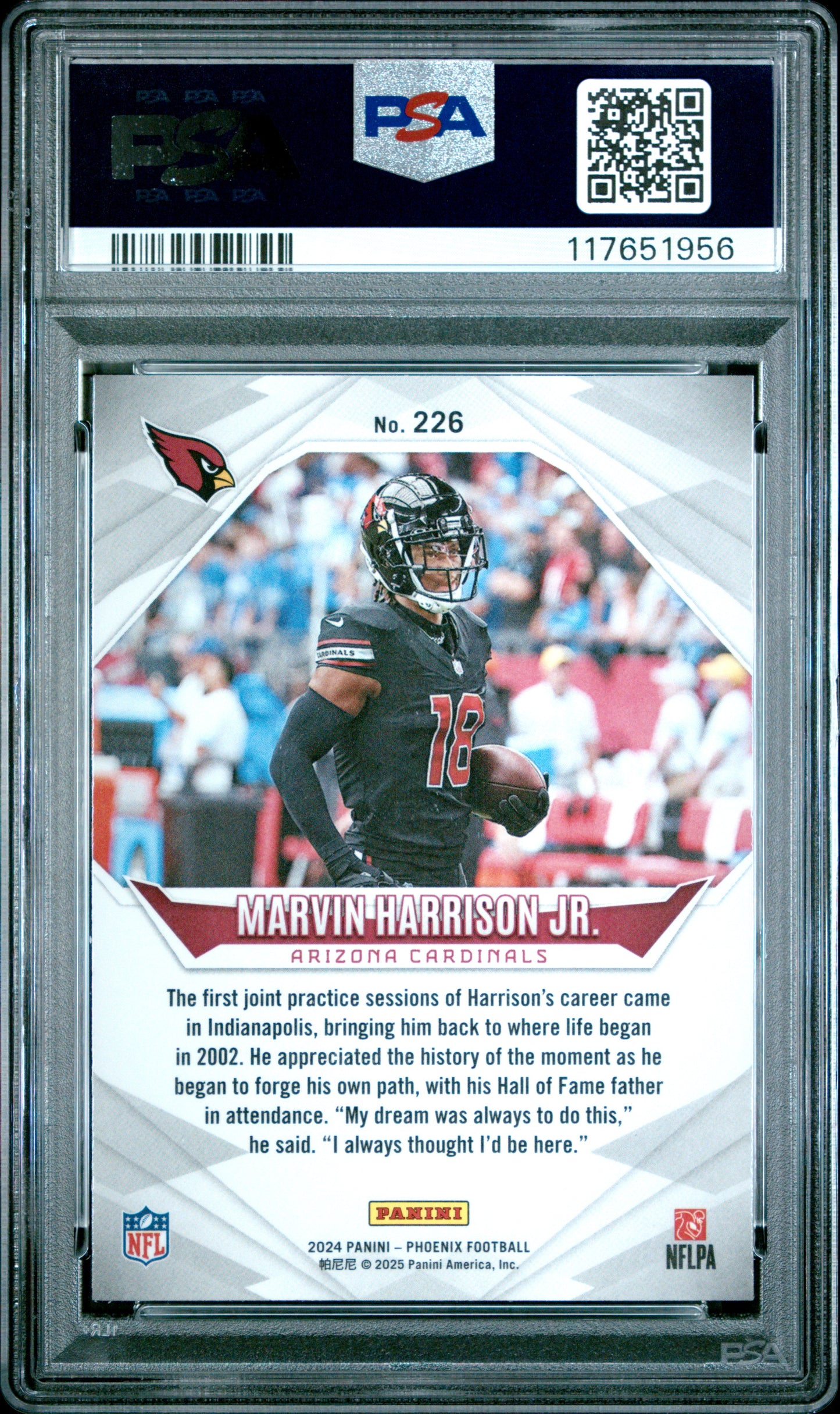 2024 Panini Phoenix #226 Marvin Harrison Jr. Purple Fade PSA 8