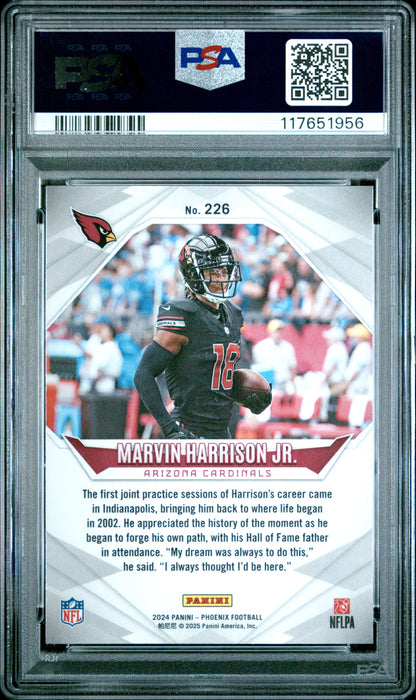 2024 Panini Phoenix #226 Marvin Harrison Jr. Purple Fade PSA 8