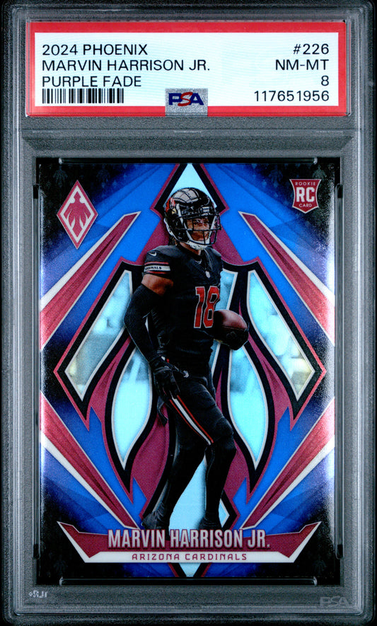 2024 Panini Phoenix #226 Marvin Harrison Jr. Purple Fade PSA 8