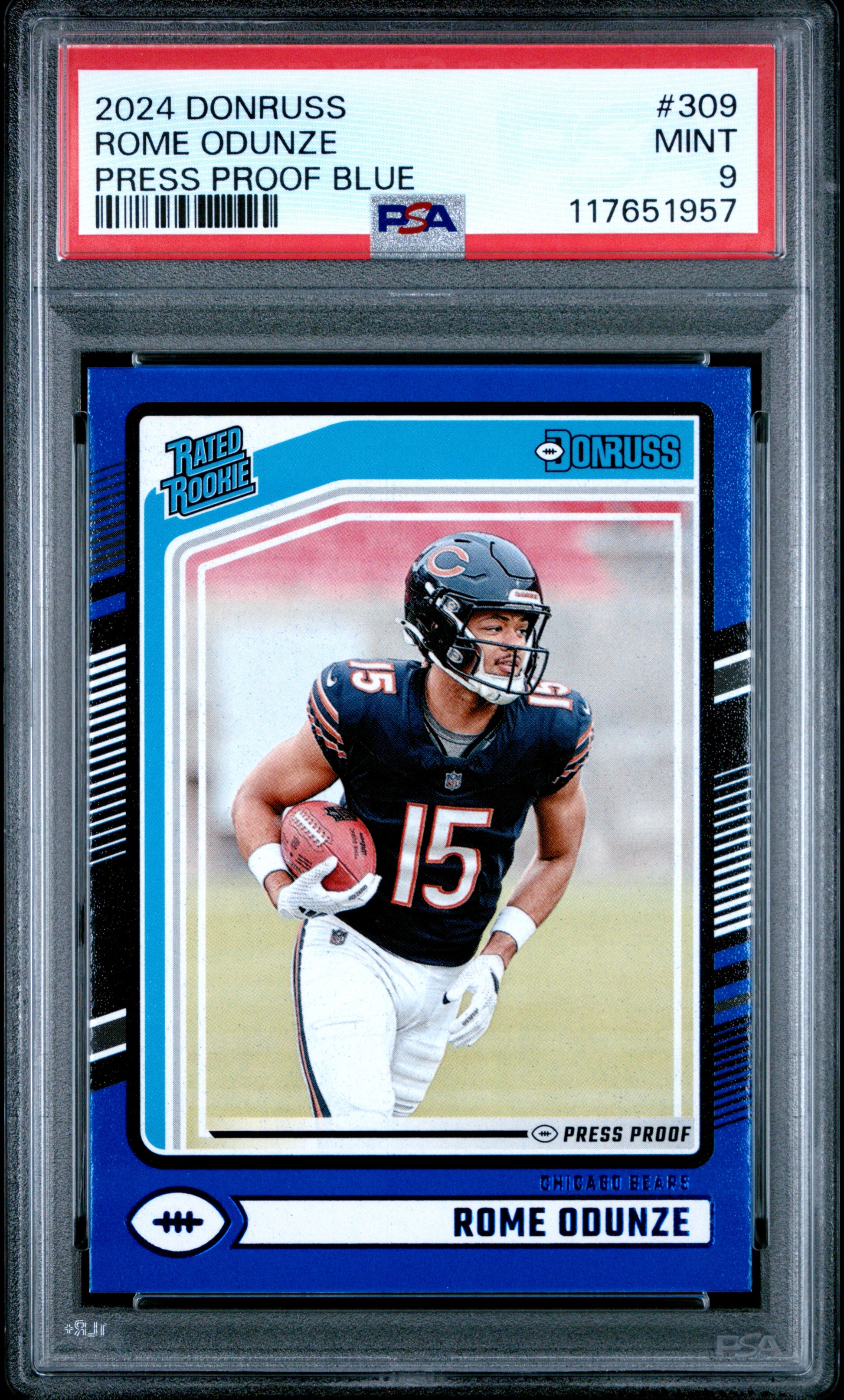 2024 Panini Donruss #309 Rome Odunze Press Proof Blue PSA 9