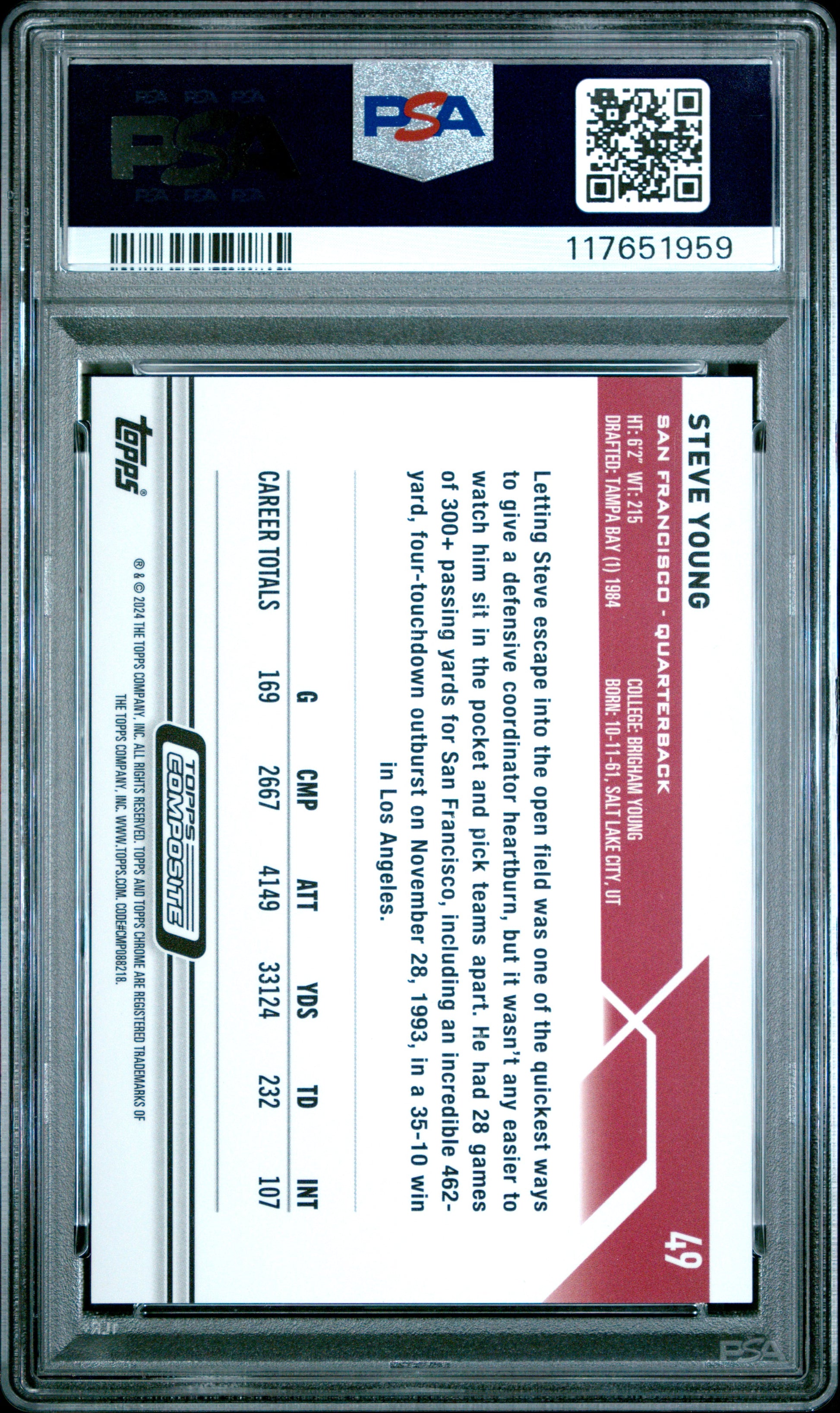 2023 Topps Composite #49 Steve Young Gold Refractor PSA 9