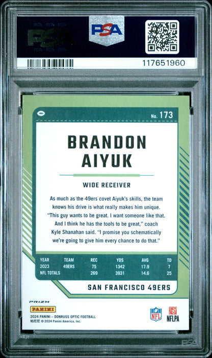 2024 Panini Donruss Optic #173 Brandon Aiyuk Rocket PSA 9