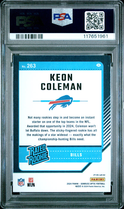 2024 Panini Donruss Optic #263 Keon Coleman Holo PSA 10