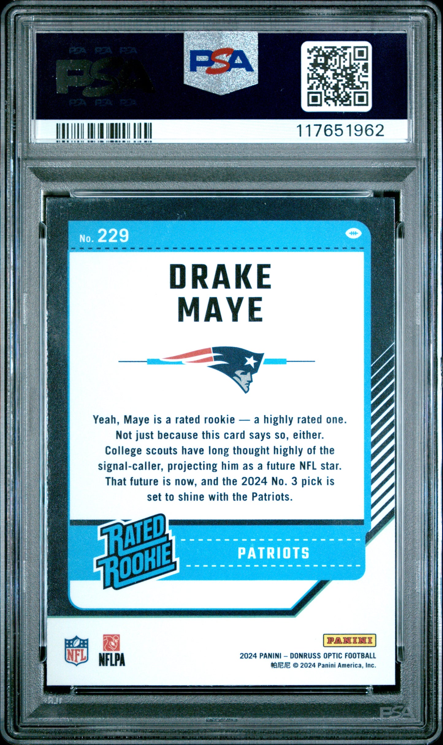 2024 Panini Donruss Optic #229 Drake Maye PSA 8